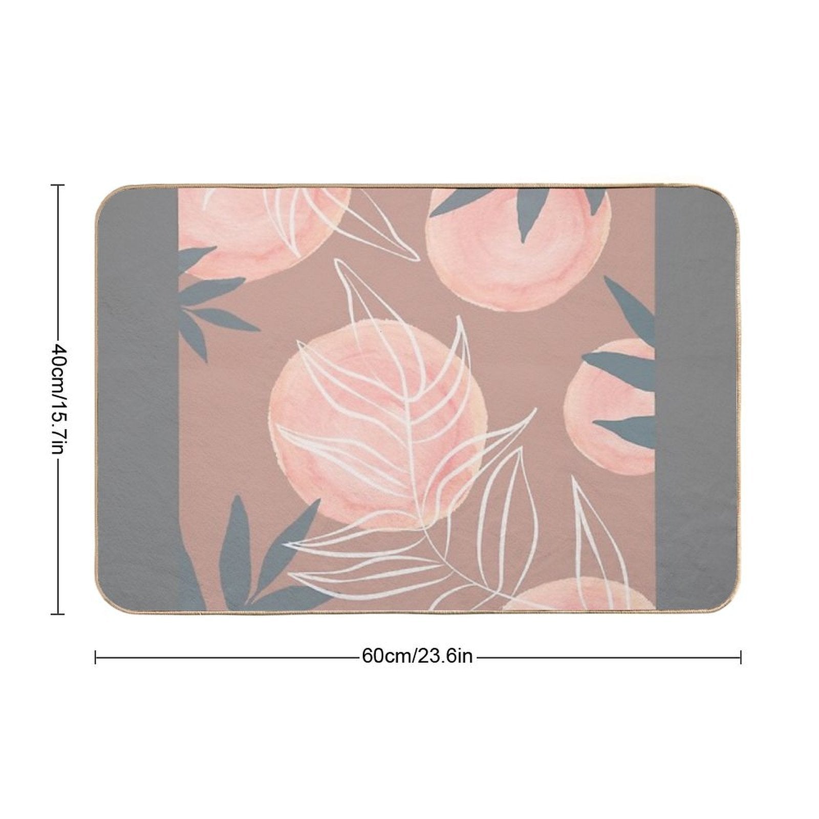 Botanical Leaf Pattern in The Colours Peach, Mauve, White And Blue  Stain-Proof Bath Mat