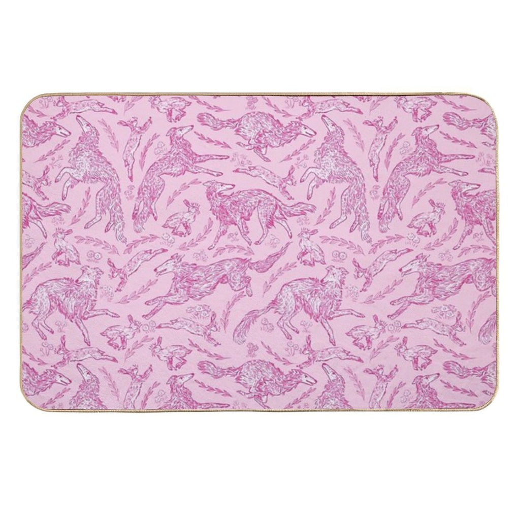 Hounds And Hares - Pink Toile  Toxin-Free Bath Mat