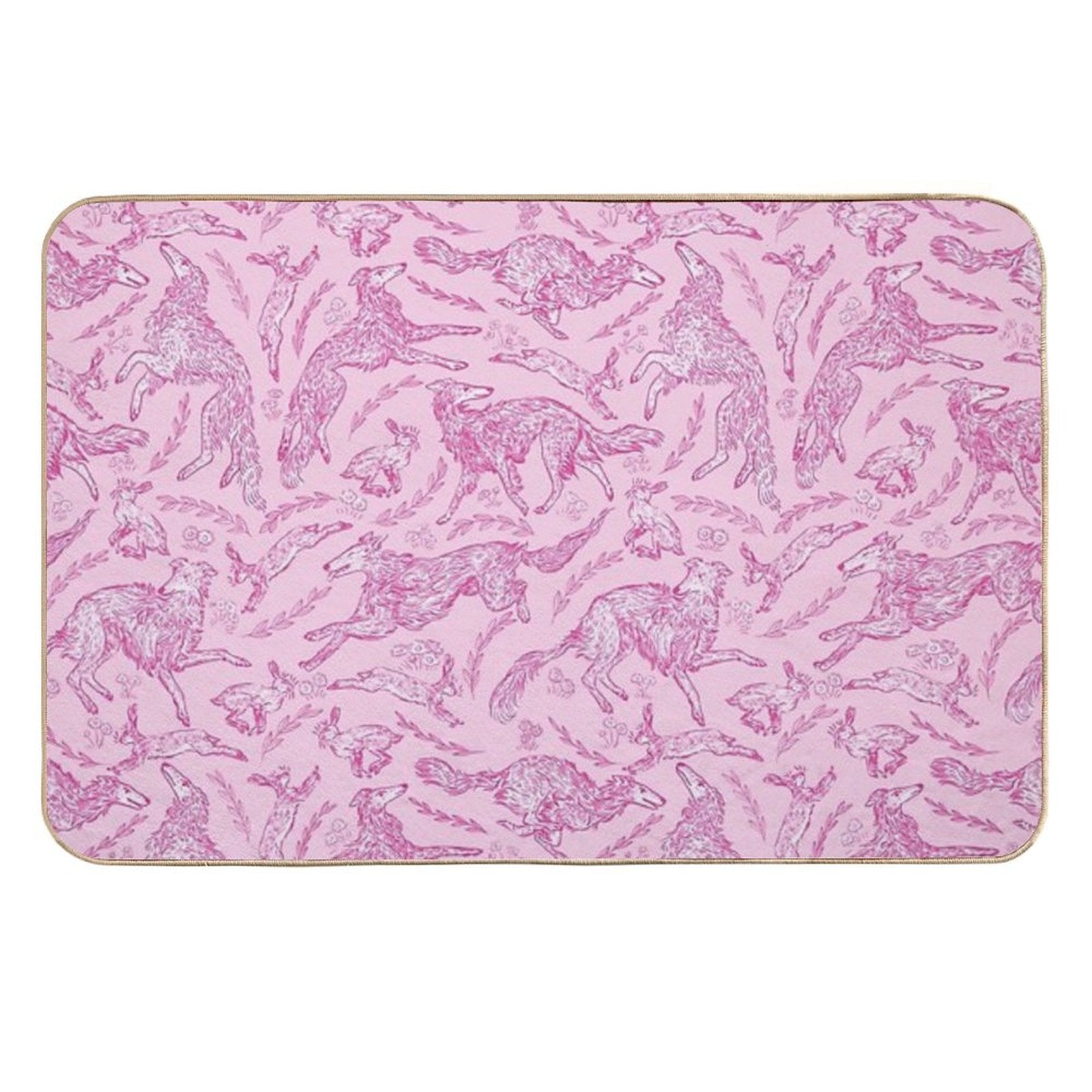 Hounds And Hares - Pink Toile  Toxin-Free Bath Mat