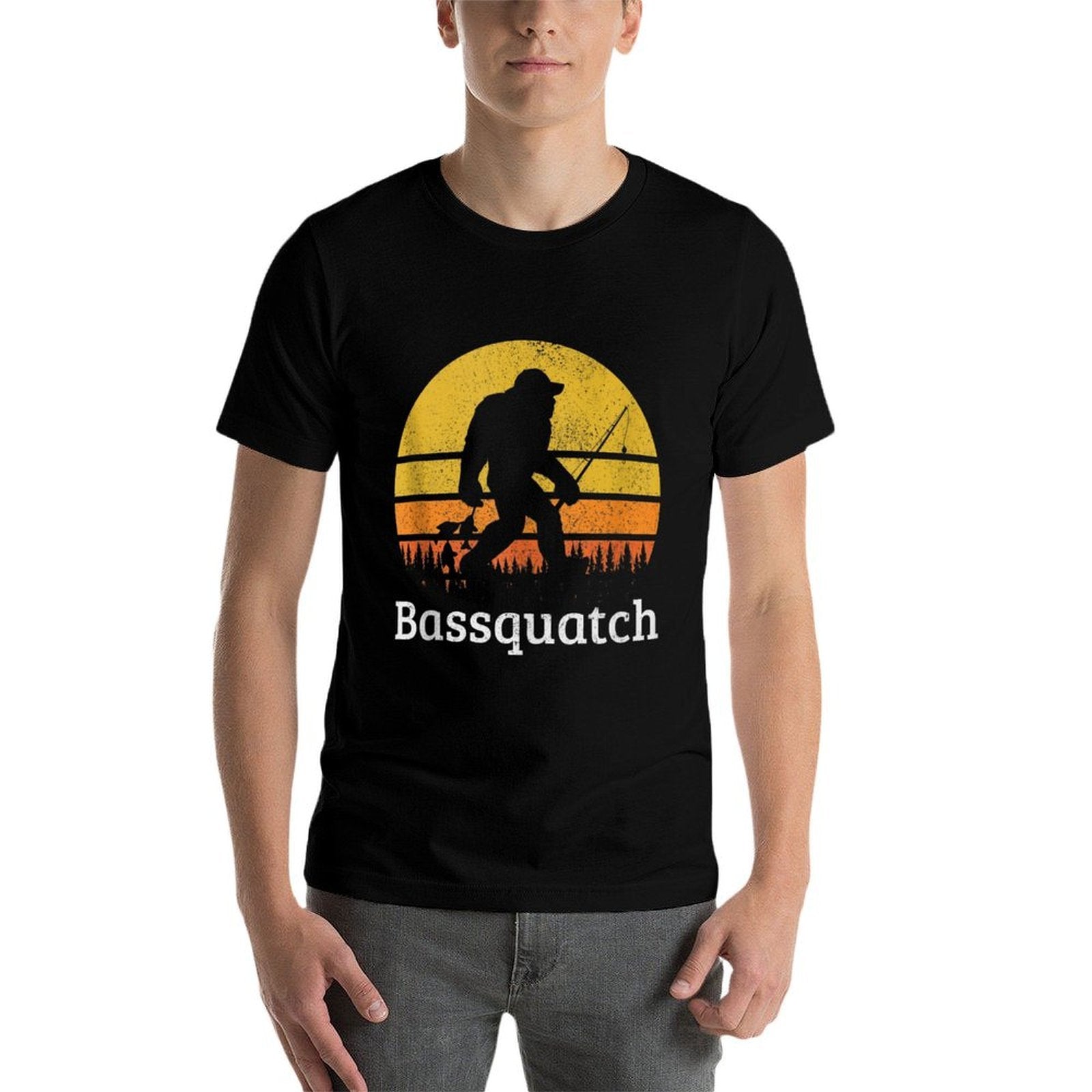 Bassquatch Funny Bass Fishing Sasquatch Bigfoot Vintage Gift  Versatile T-Shirt