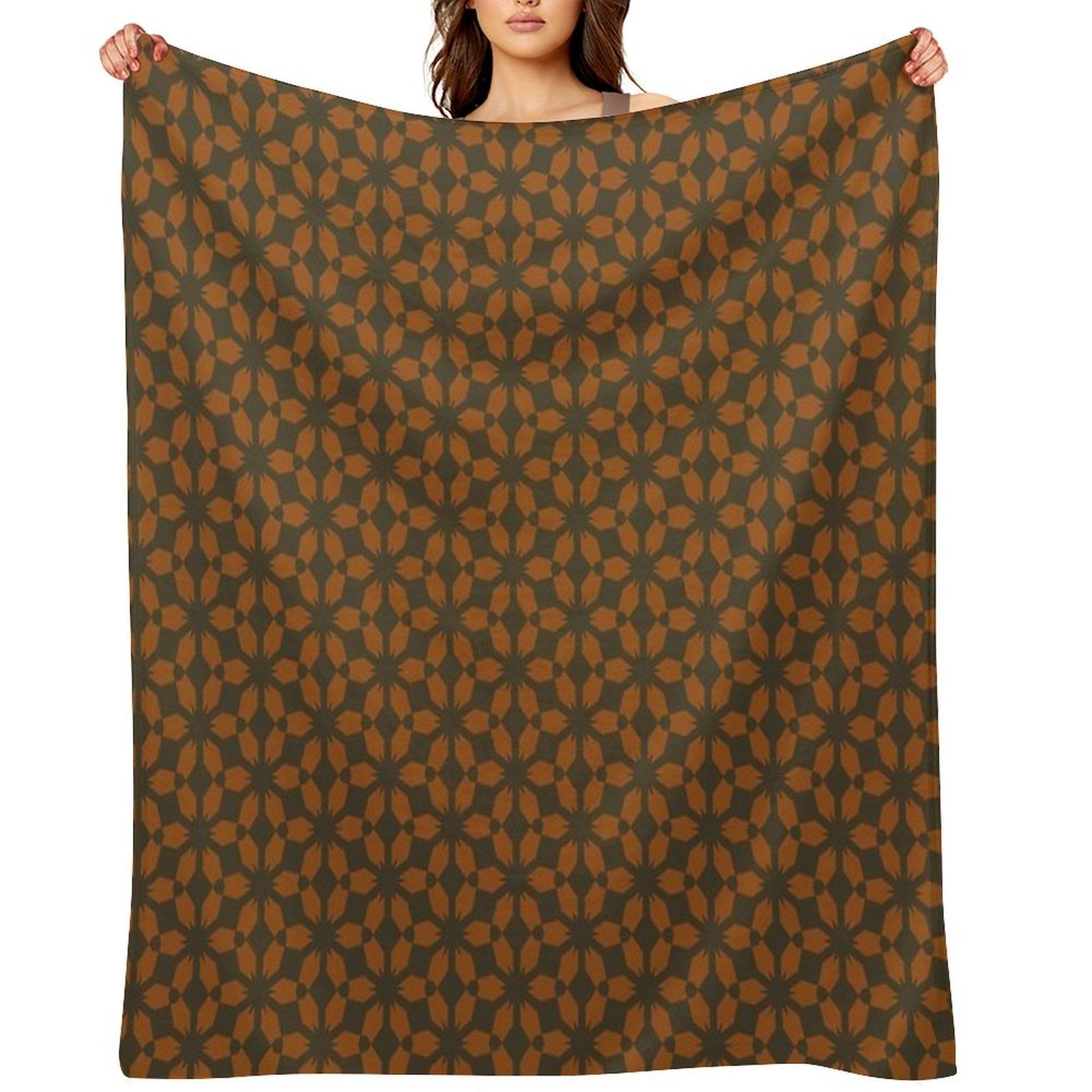 Minimalist Honeycomb Brown And Taupe Compact Throw Blanket