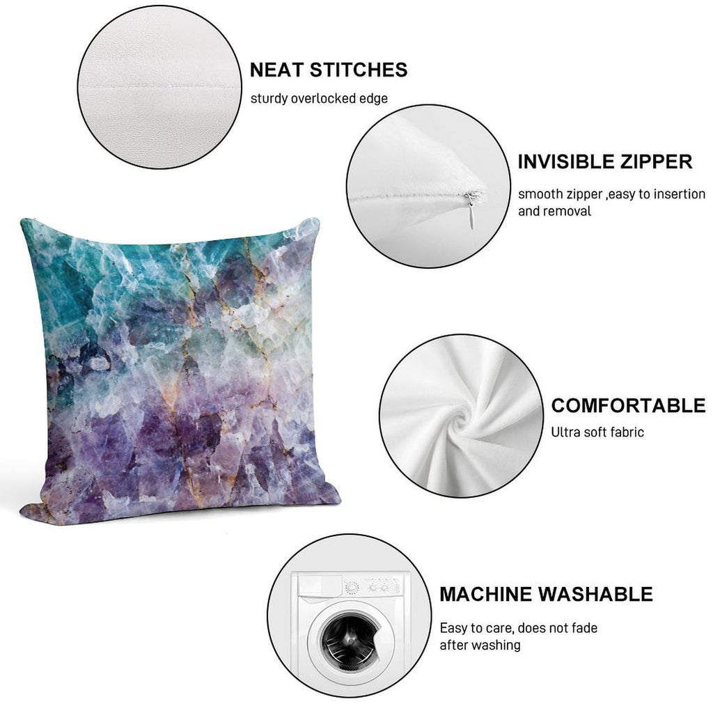 Turquoise & Purple Quartz Crystal Soft Ultra-Soft Texture Throw Pillow