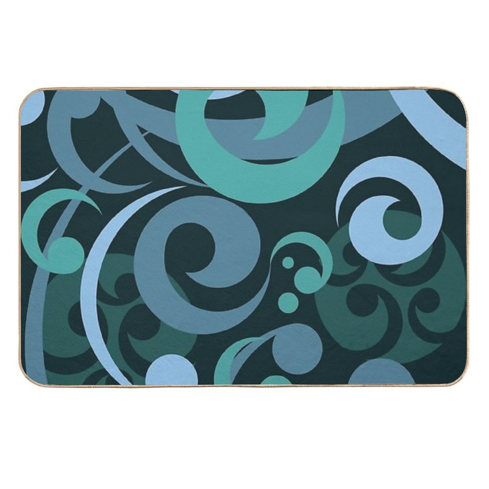 Koru Waves on Black Background  Absorbent Bath Mat