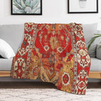 Transylvanian West Anatolian Carpet Print Plush Throw Blanket