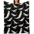 Whales in Black Lightweight Throw Blanket