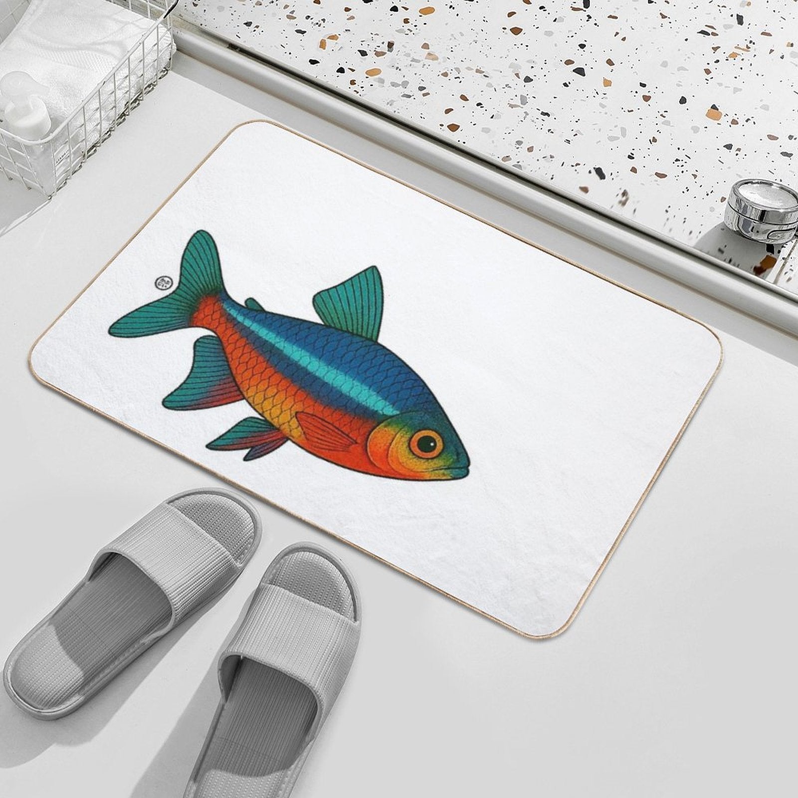 Neon Tetra Fish Japanese Style - Amazon Fish - Cardinal Tetra  Easy To Clean Bath Mat