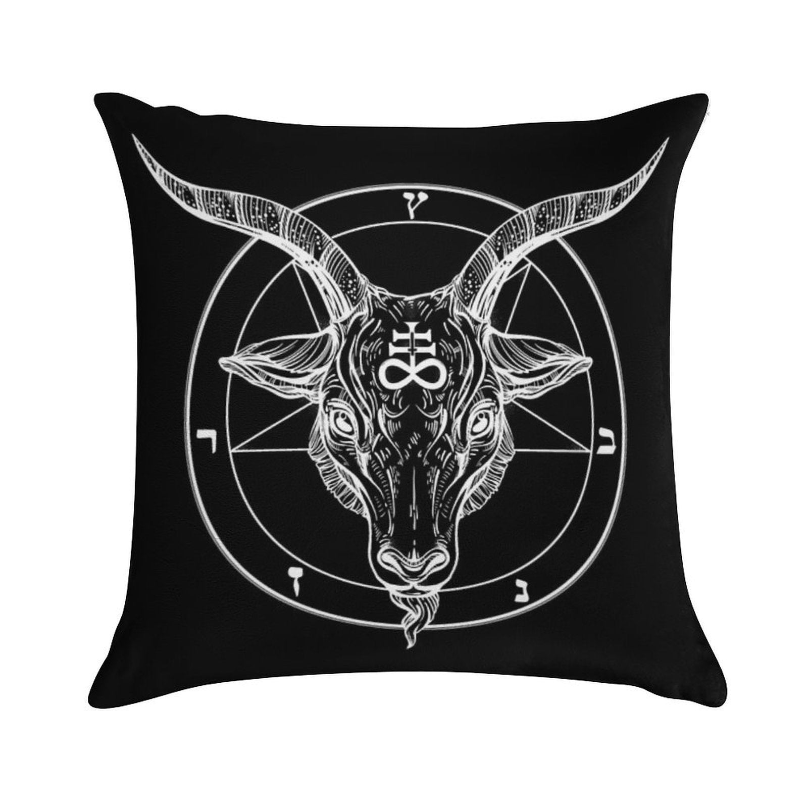 Baphomet Goat Head with Pentagram Occult Symbolism Or Satanist Symbols Soft Durable Construction Throw Pillow
