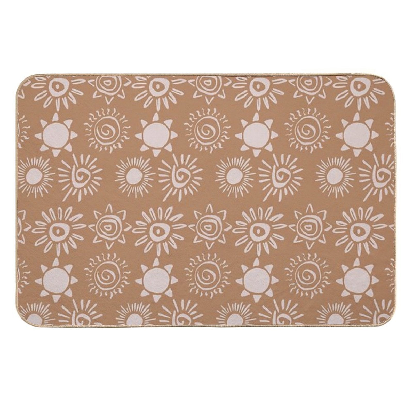 Magical Sun Bohemian Dreamy Aesthetic In Muted Colors Caramel Durable Bath Mat