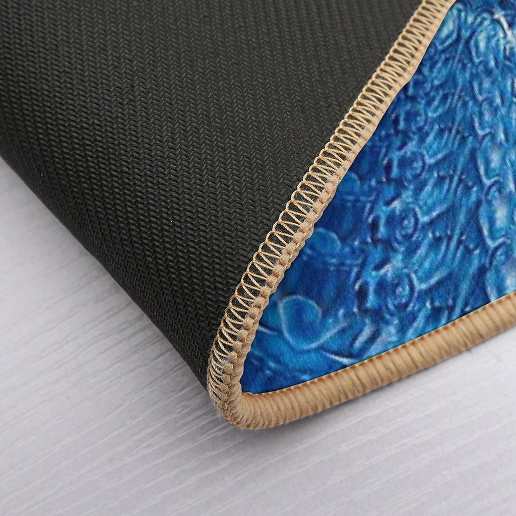 Velvet Splash Bloom Blue Ocean Waves Pattern 1  Dirt-Trapping Bath Mat