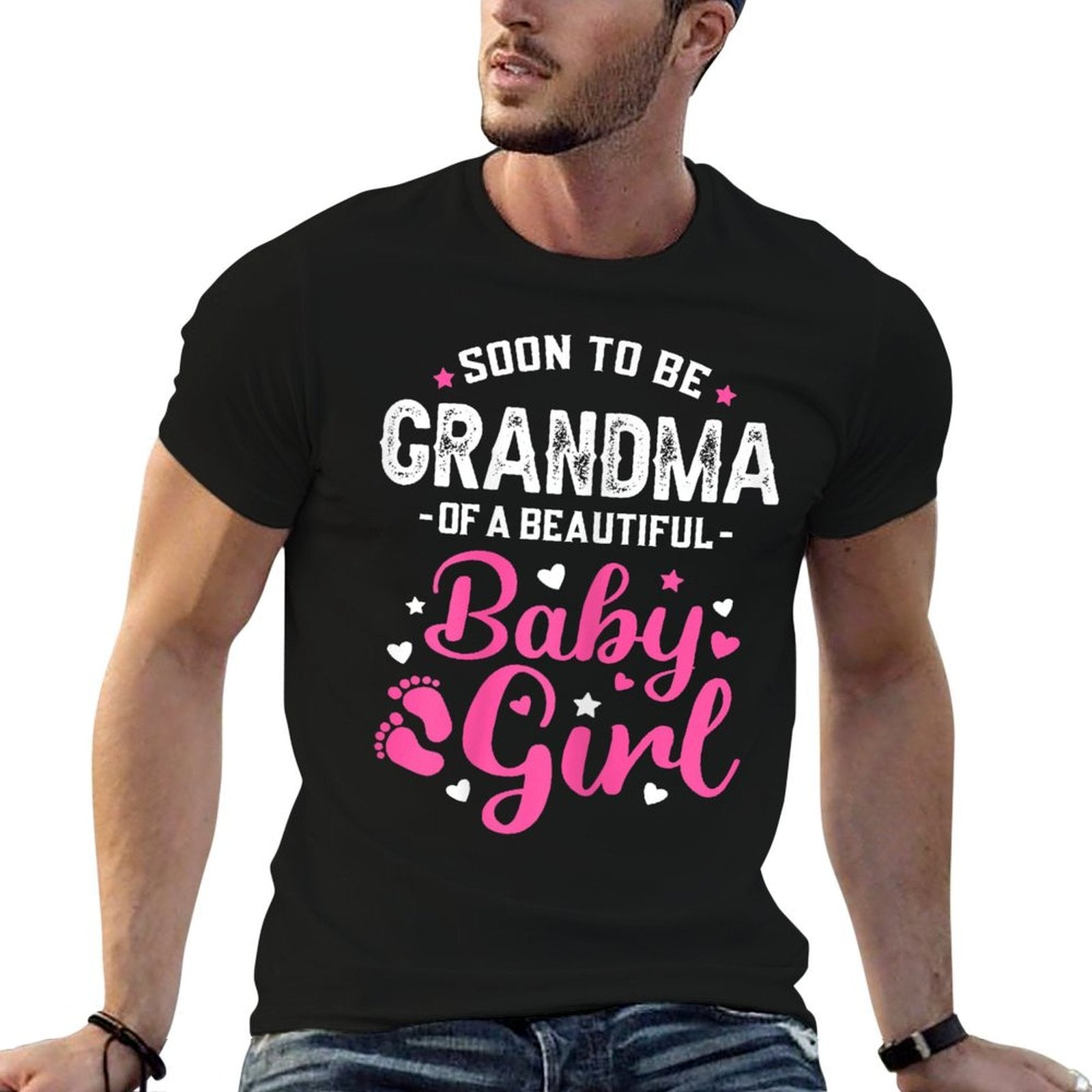 Soon To Be Grandma Of A Baby Girl, Promoted to Grandma  Tagless Design T-Shirt