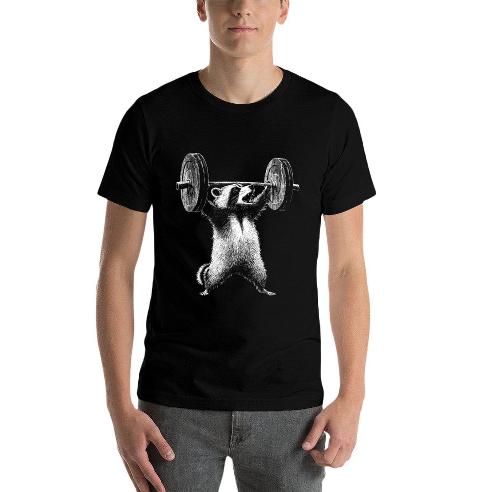 Deadlift Raccoon Gym Weight Training Comfortable T-Shirt