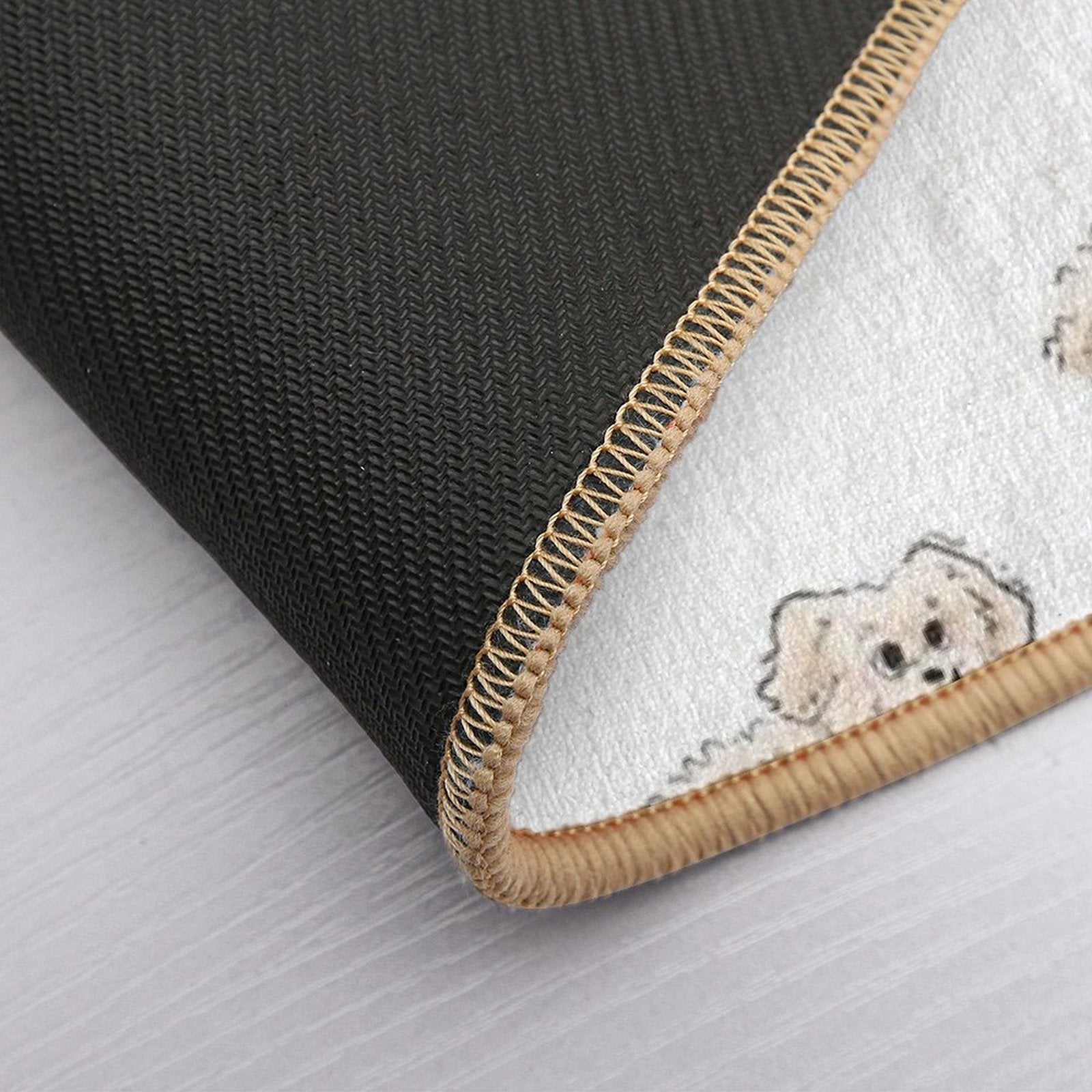 Cute Fluffy Puppy – Hand-Drawn Kawaii Dog Illustration in Pastel Style  Toxin-Free Bath Mat