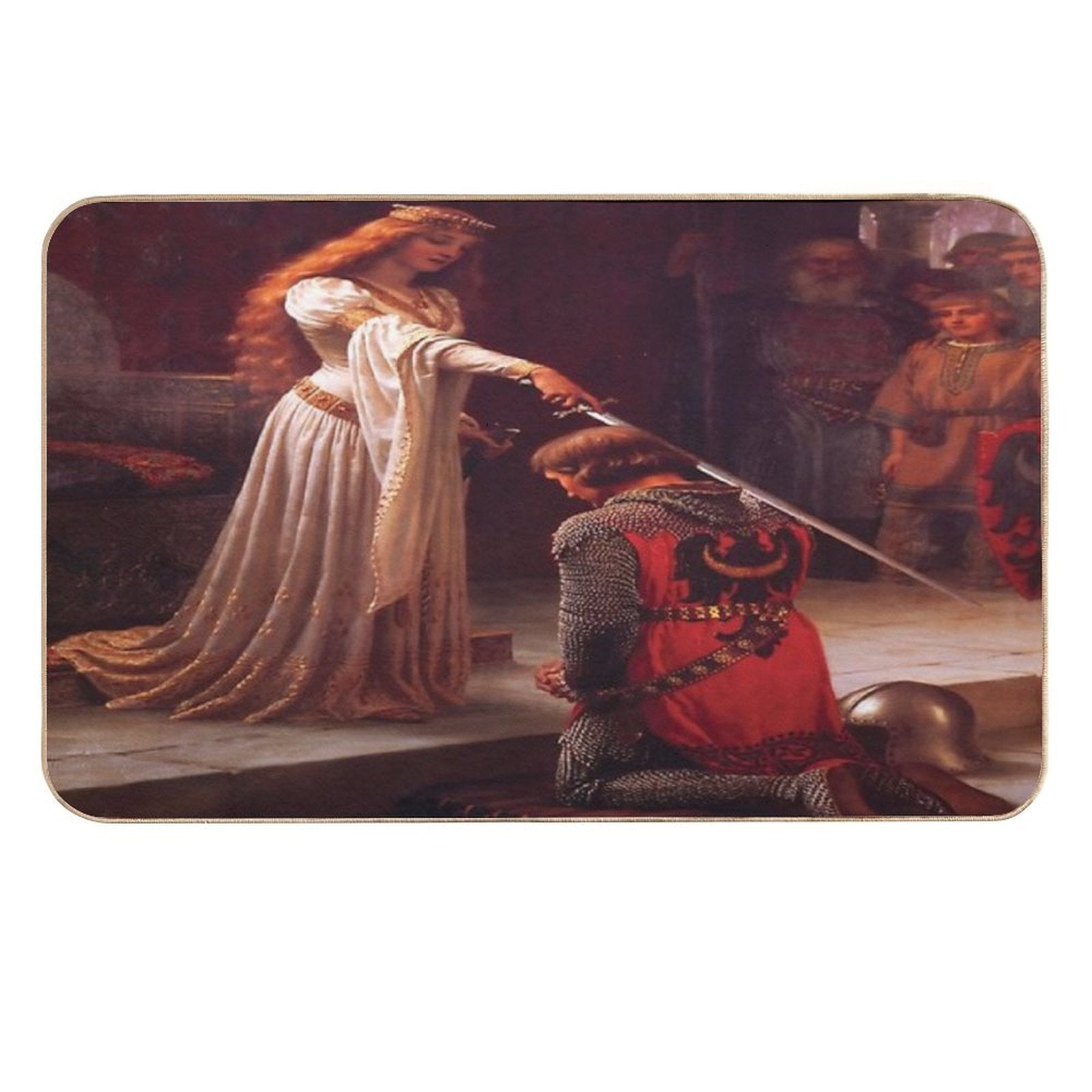 Accolade by Edmund Blair Leighton Medieval Knight Sword And Lady  Multi-Purpose Bath Mat