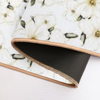 White Flower Blossom Pattern  Fade-Resistant Bath Mat