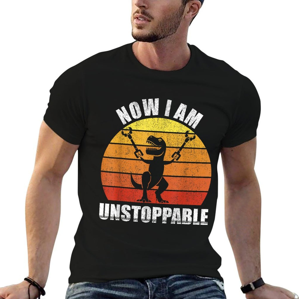 Retro Now I Am Unstoppable Funny T-Rex Gifts Vintage  Stretchy T-Shirt