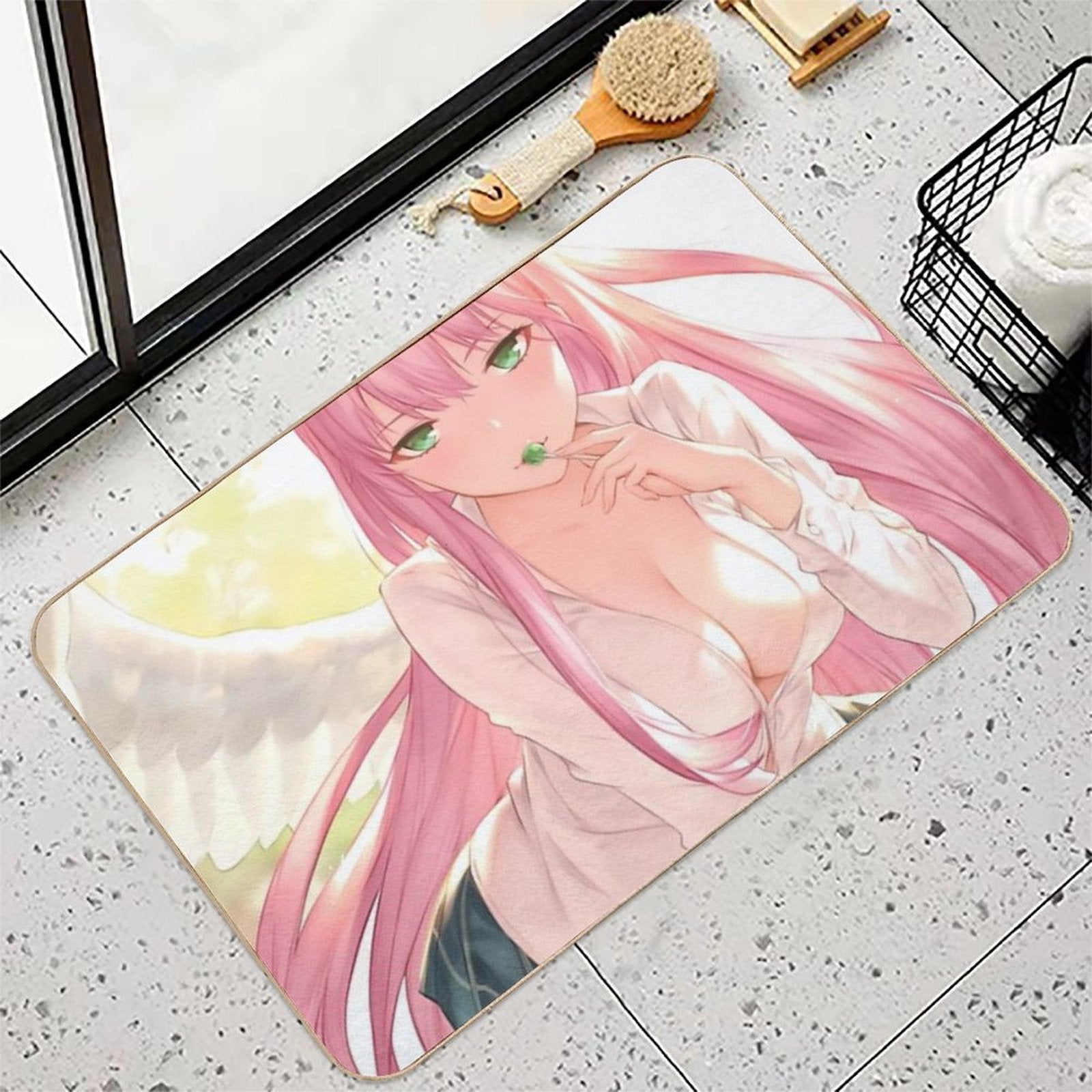 Zero Two Darling in The Franxx Fine Art Anime  Slip-Resistant Bath Mat