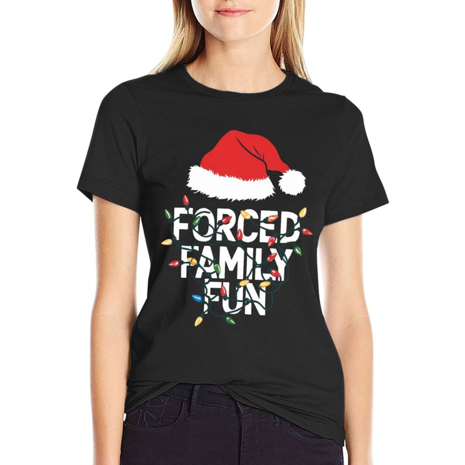 Forced Family Fun Sarcastic Christmas Funny Men Women Kids  Wrinkle-resistant T-Shirt