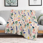 Surfing Girl Travel-friendly Throw Blanket