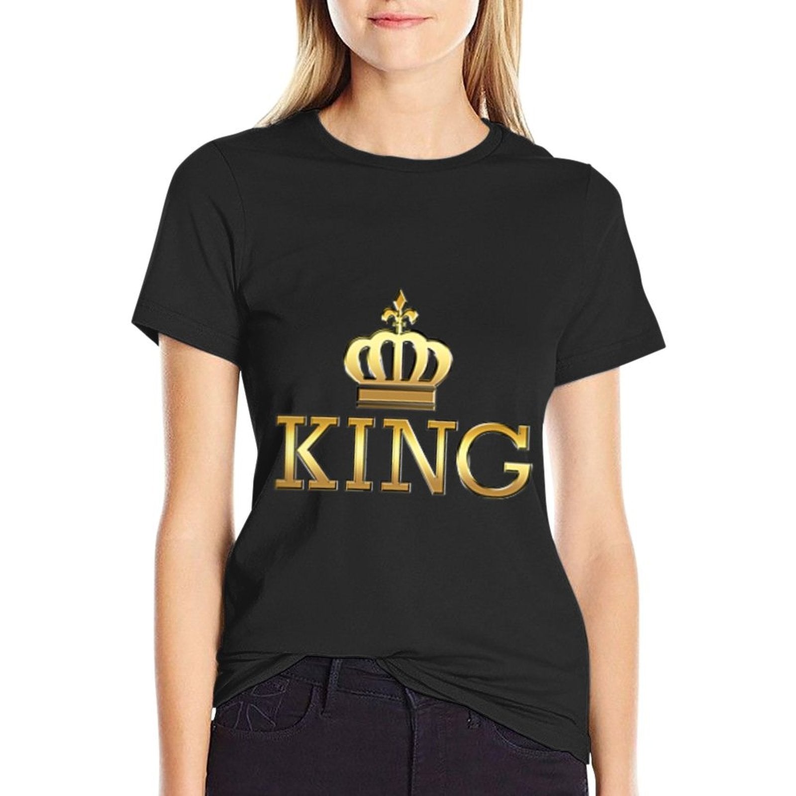 King with Crown Cool Funny Graphic Design for Him Men Boy  Wrinkle-resistant T-Shirt