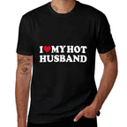 I Love My Hot Husband Funny Red Heart Love Hot Husband  Heathered Texture T-Shirt