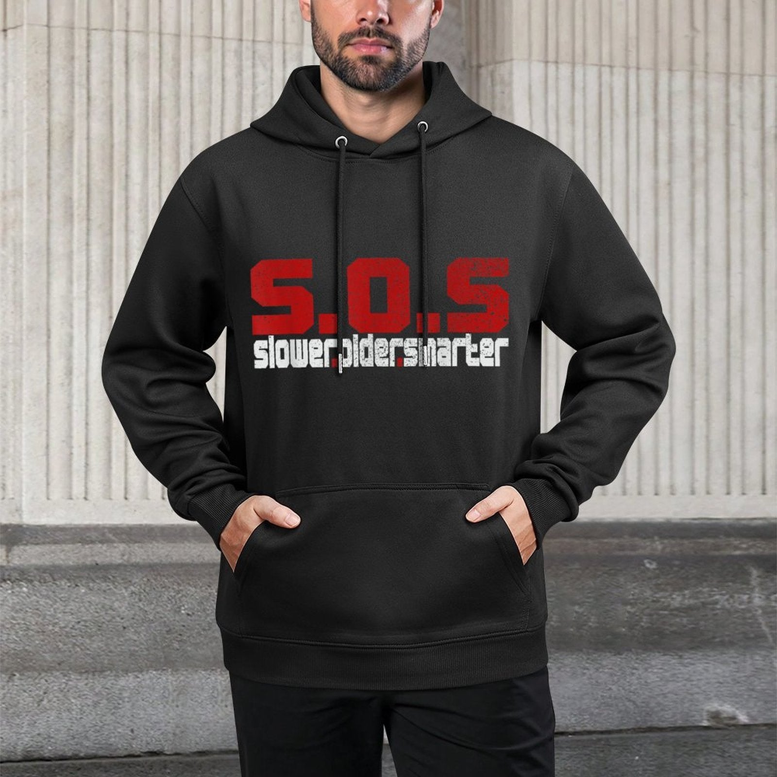 SOS Slow Older Smart  Gifts for 50th 60th Birthday Breathable Fabric Hoodie