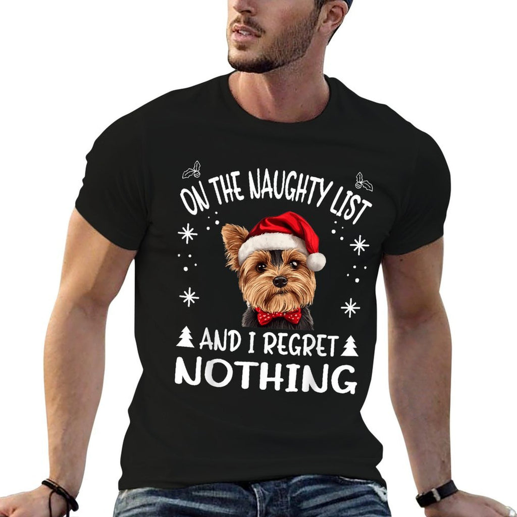 Cute Yorkshire Terrier Yorkie Dog Dog Christmas On The Men Women  Slim-fit Cut T-Shirt