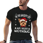 Cute Yorkshire Terrier Yorkie Dog Dog Christmas On The Men Women  Slim-fit Cut T-Shirt