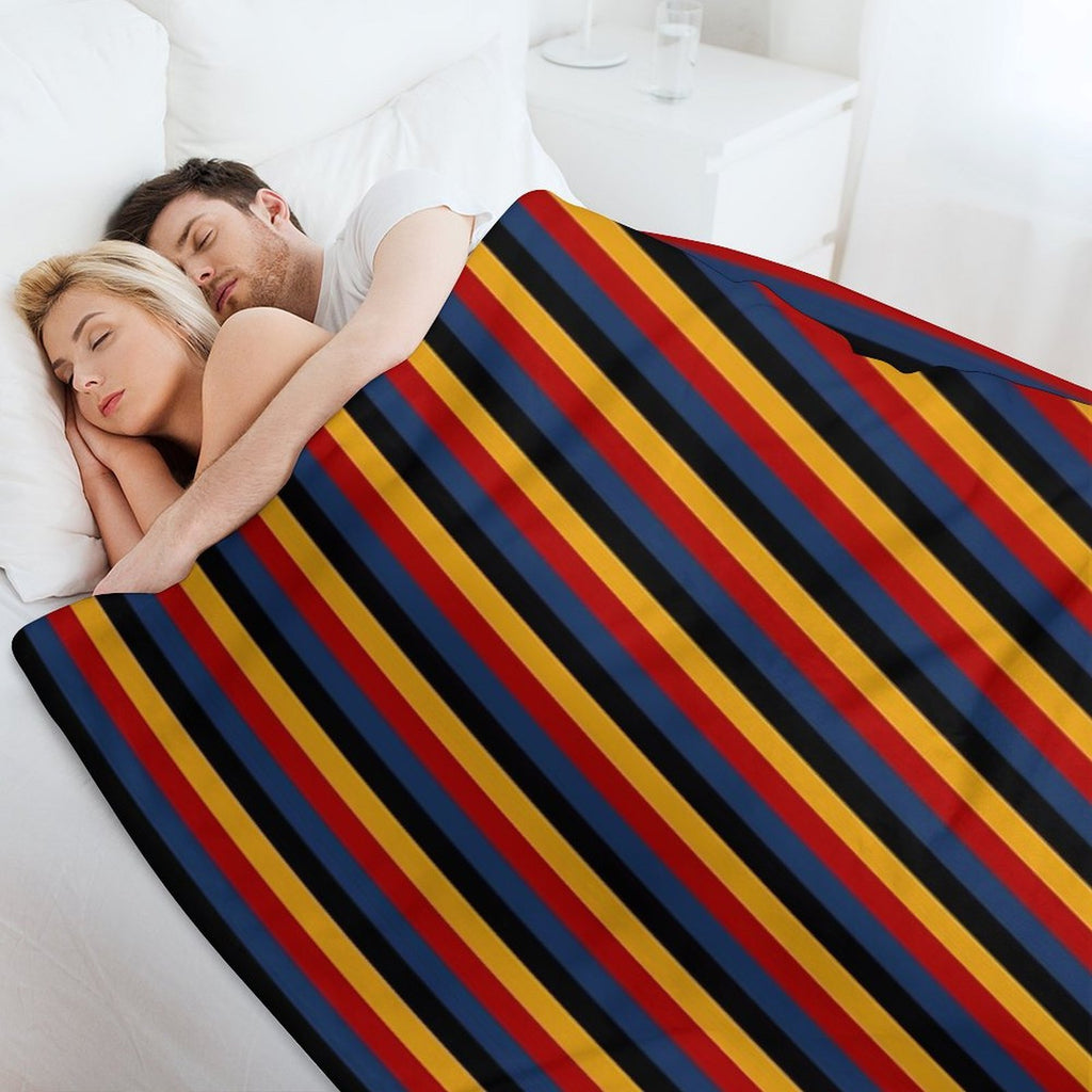 Retro Stripes Red Blue Yellow Black Pattern  Graphicly Pattern Premium Throw Blanket