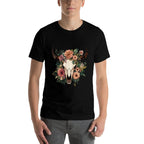 Boho Cow Bull Skull Flowers Wild West Western Cowgirl Texans  Odor-resistant T-Shirt