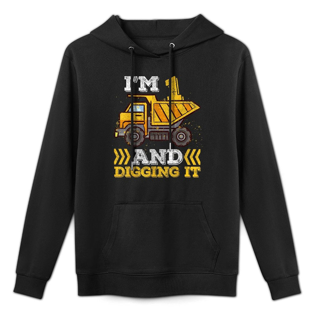 1st Birthday Boy, Im 1 And Digging It Truck Moisture-Wicking Hoodie