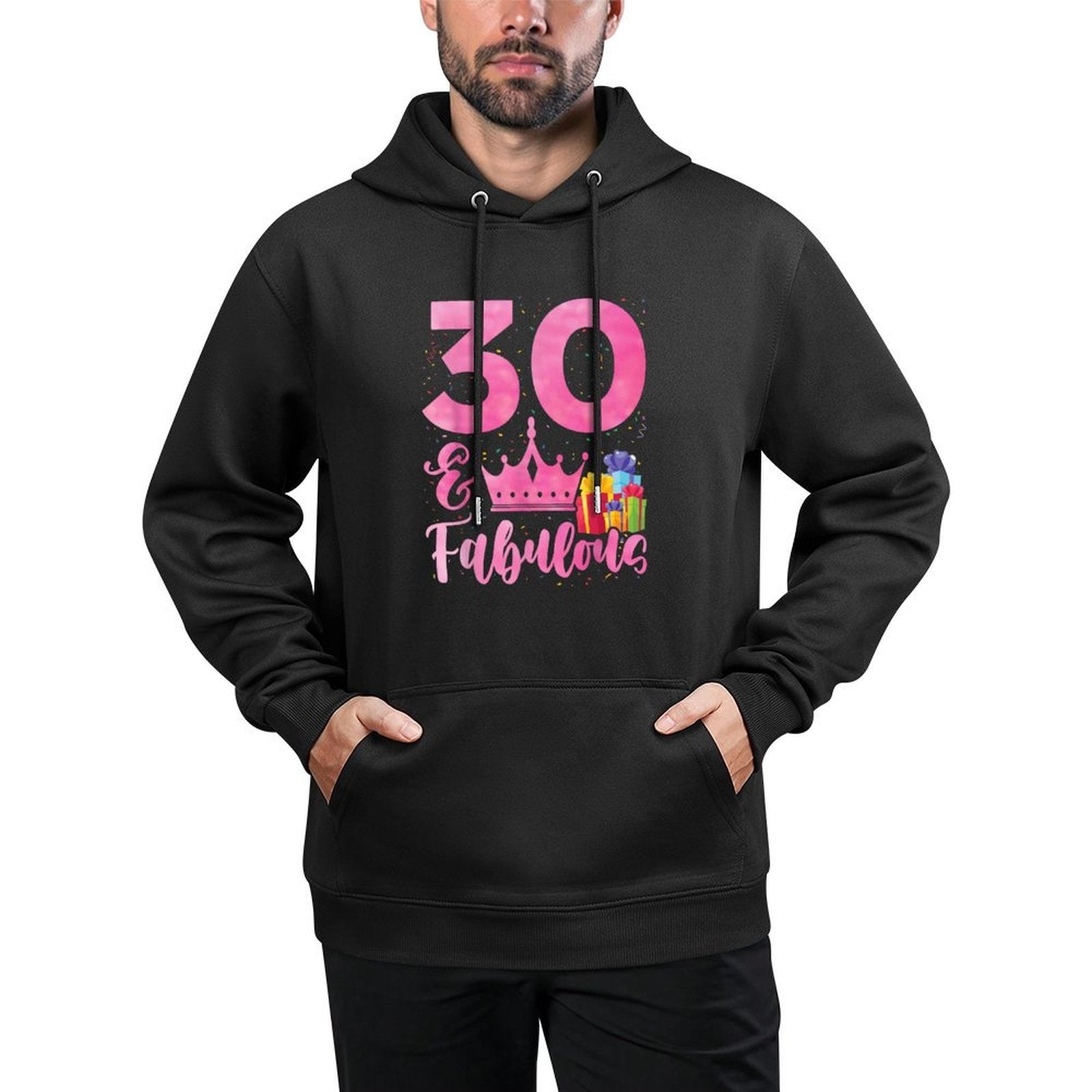 Women 30 Years Old And Fabulous Happy 30th Birthday Medium-Weight Fabric Hoodie