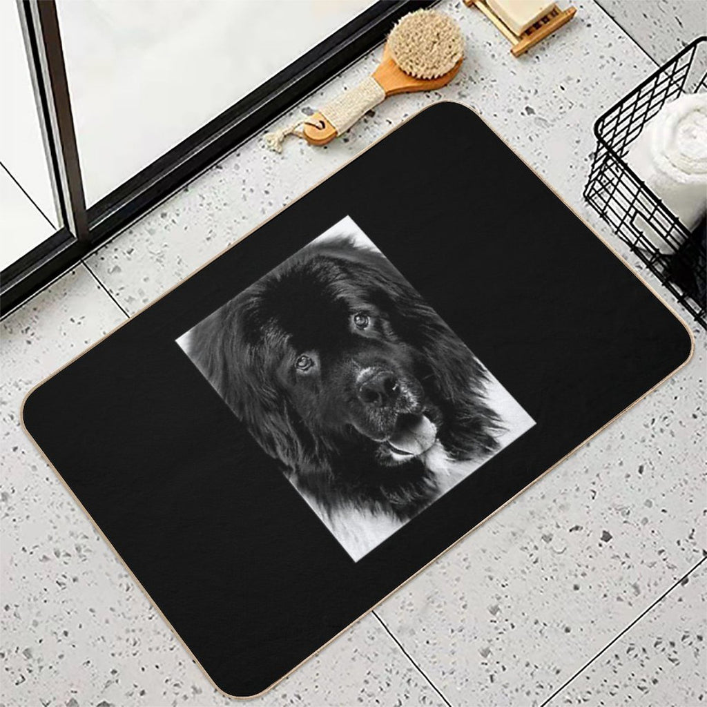 Newfoundland Dog Portrait in Black And White  Slip-Resistant Bath Mat