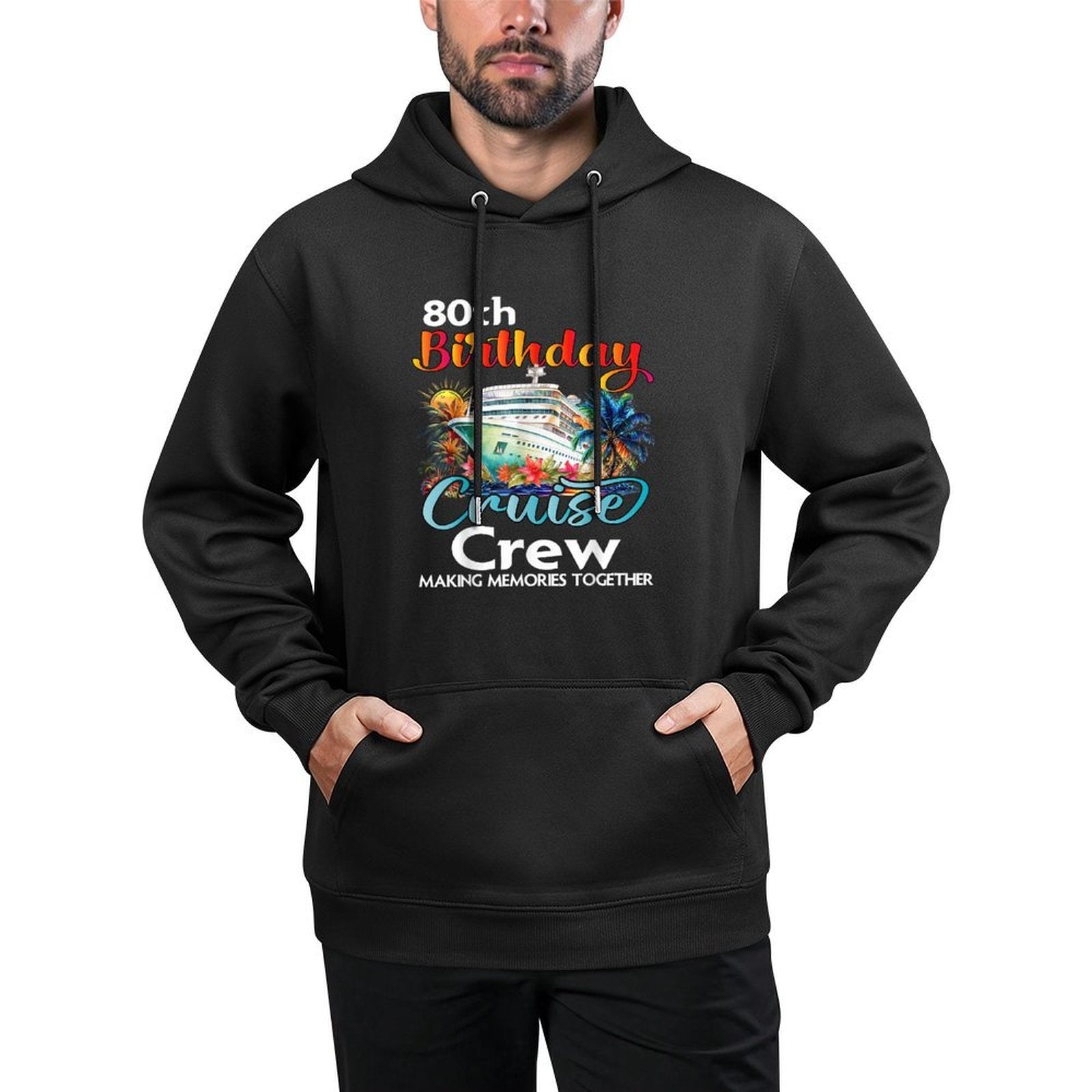 80th Birthday Cruise Crew Friends Family Vacation Matching Casual Wear Hoodie