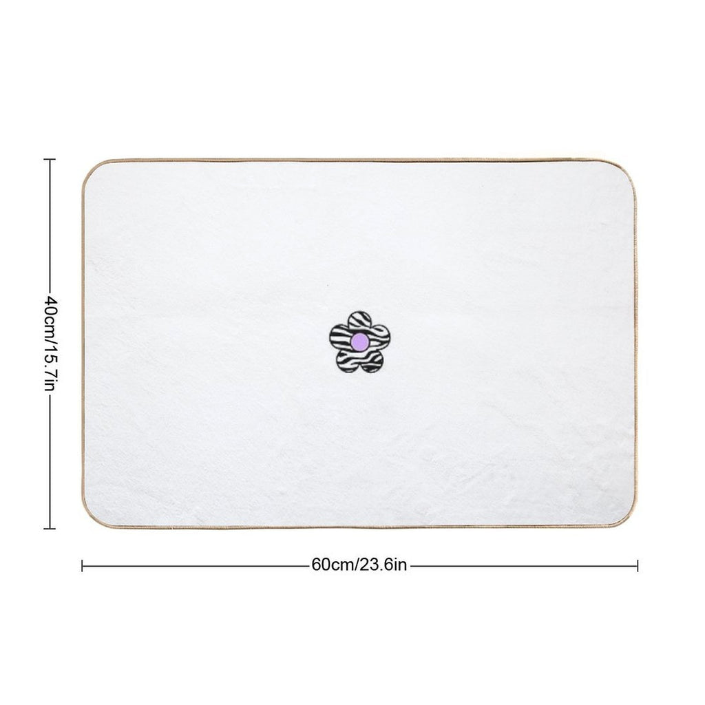 Zebra Print Flower Durable Bath Mat
