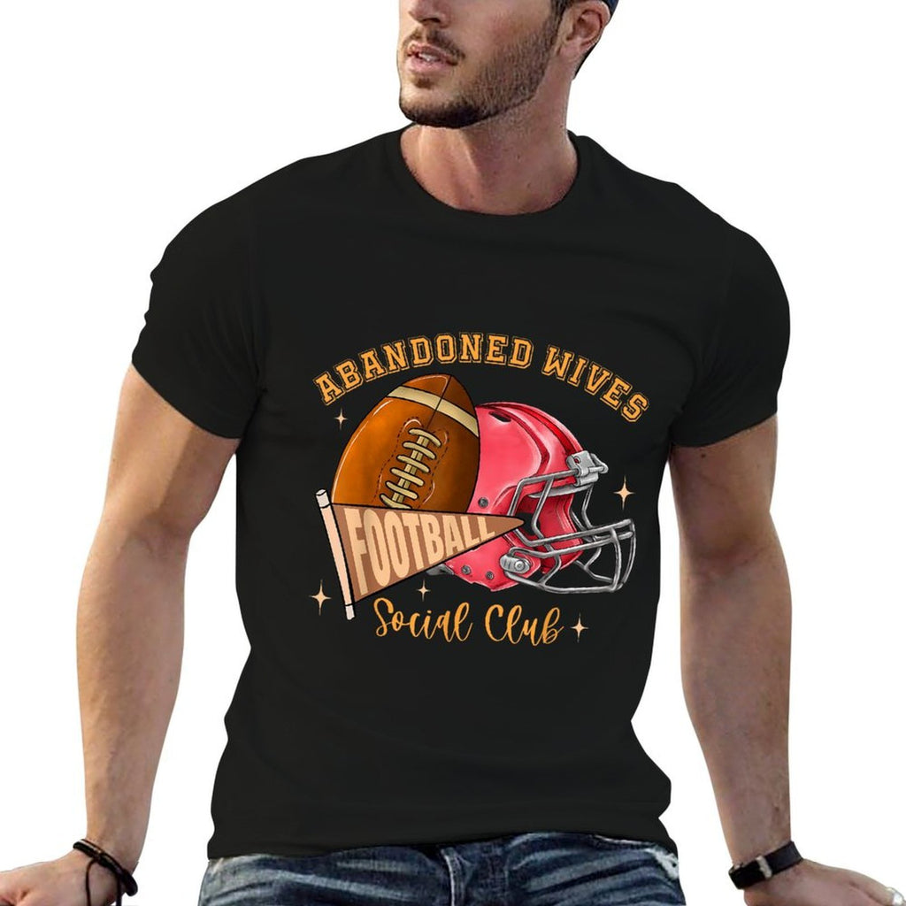Abandoned Wives Social Club Football Funny Coaches Wife  Eco-friendly Material T-Shirt