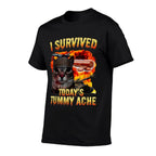 Tummy Ache Survivor Cat Meme Funny Saying Cats Animals Men Women Kids  Durable T-Shirt