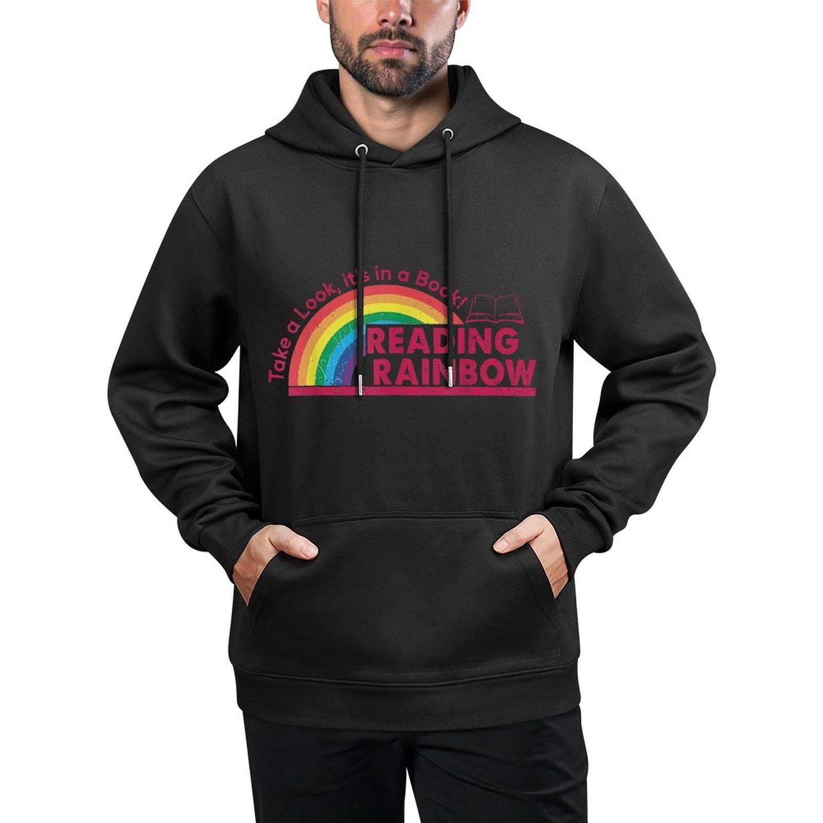 Take A Look It's In A Book Reading Book Vintage Rainbow Casual Wear Hoodie