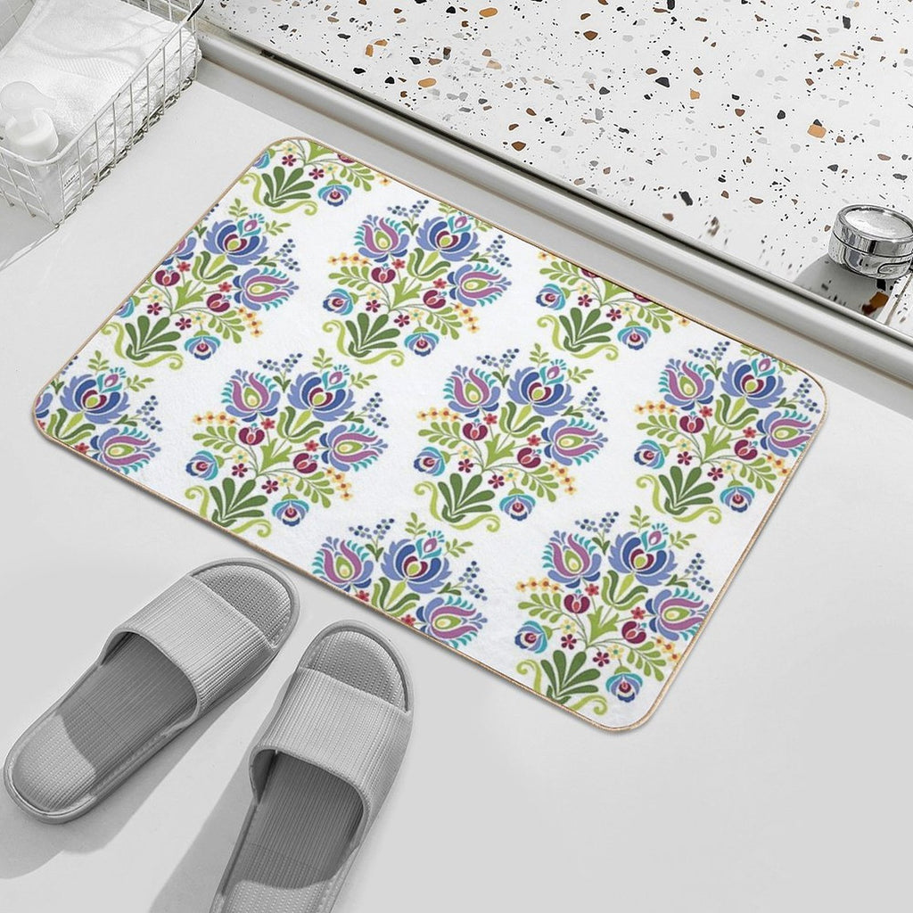 Hungarian Folk Design Violet  High-Traffic Bath Mat