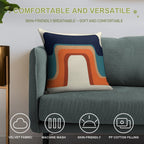 Mid-Century Modern Meets 1970s Orange And Blue Rainbow Soft High-Density Material Throw Pillow