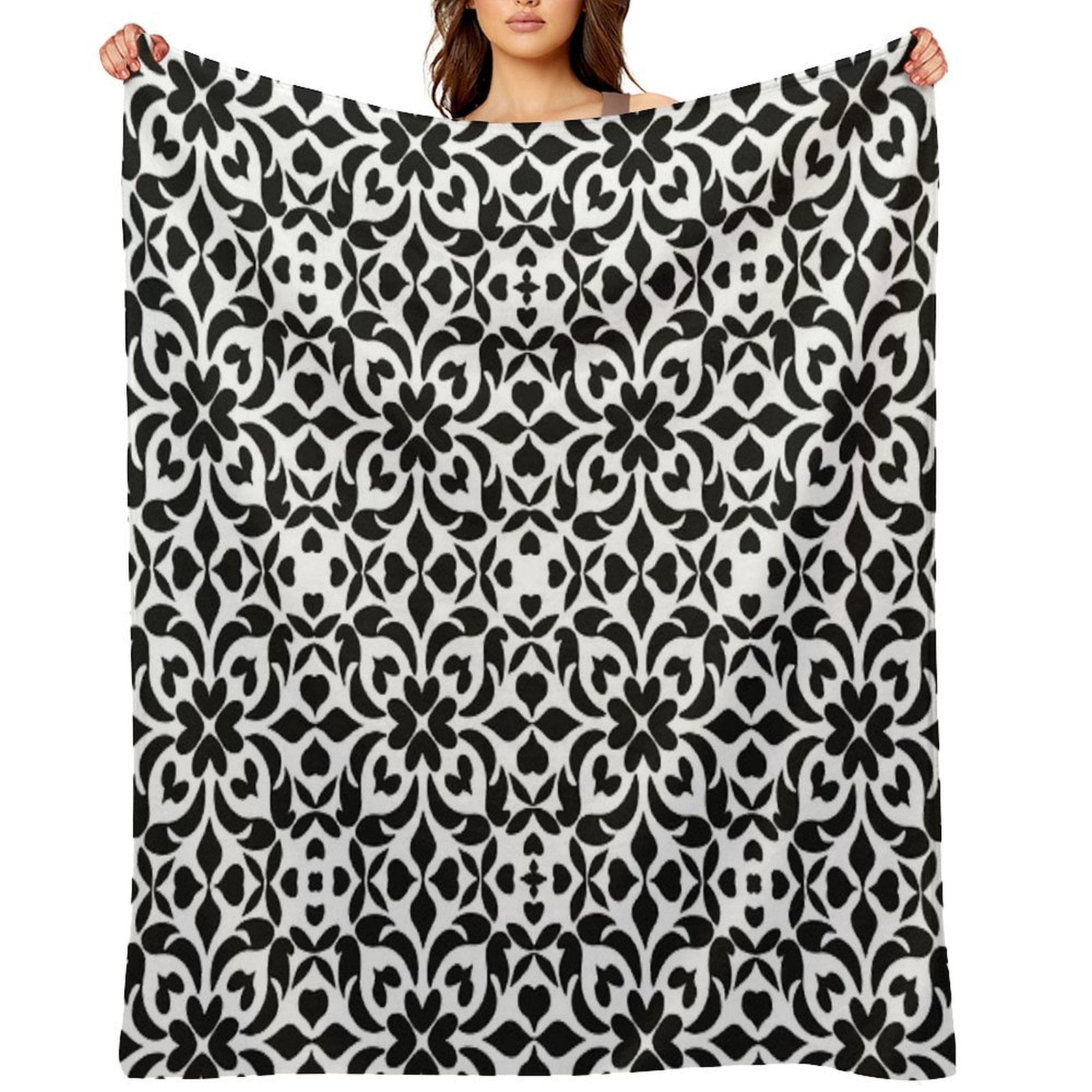 Mosaic Floral Pattern Travel-friendly Throw Blanket
