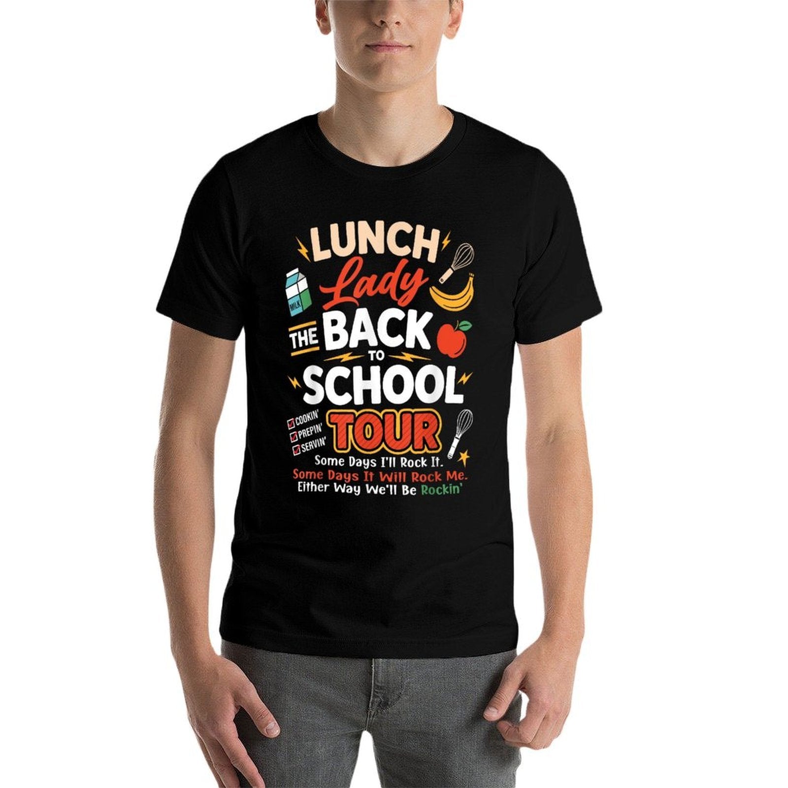 Lunch Lady Back to School Tour Funny Food Humor Cafeteria  Tagless Design T-Shirt