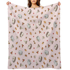 Woodland Animals Pattern, Hedgehog And Raccoon Pattern Compact Throw Blanket