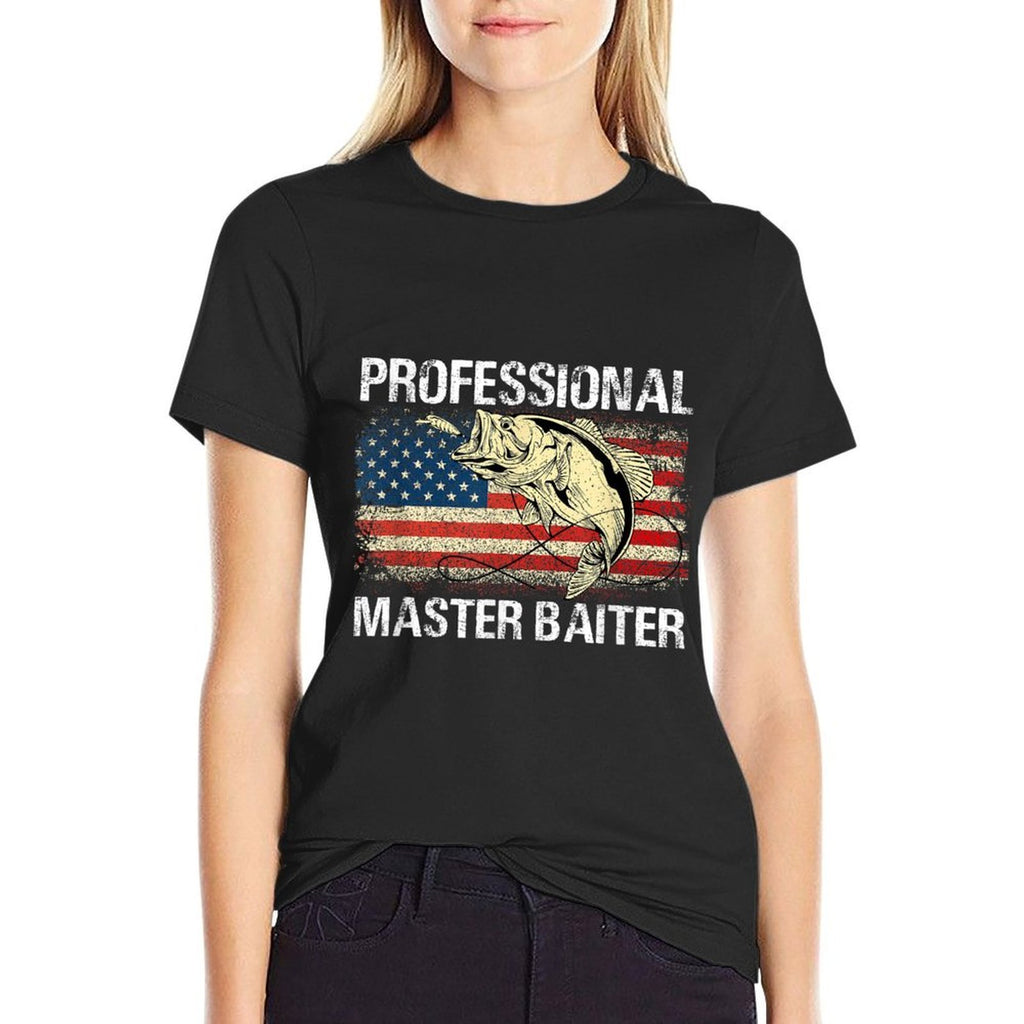 Professional Master Baiter Retro American Funny Fishing  Durable T-Shirt