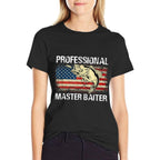 Professional Master Baiter Retro American Funny Fishing  Durable T-Shirt