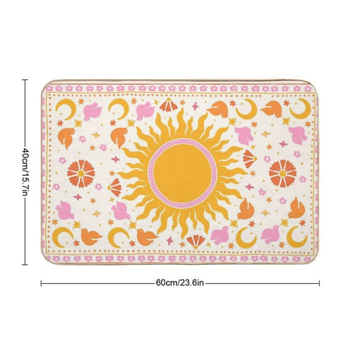 Big Sun Moon Birds And Stars  Slip-Resistant Bath Mat