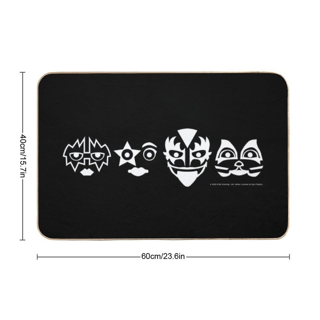 Kiss (Masks) White on Black  Anti-Trip Bath Mat