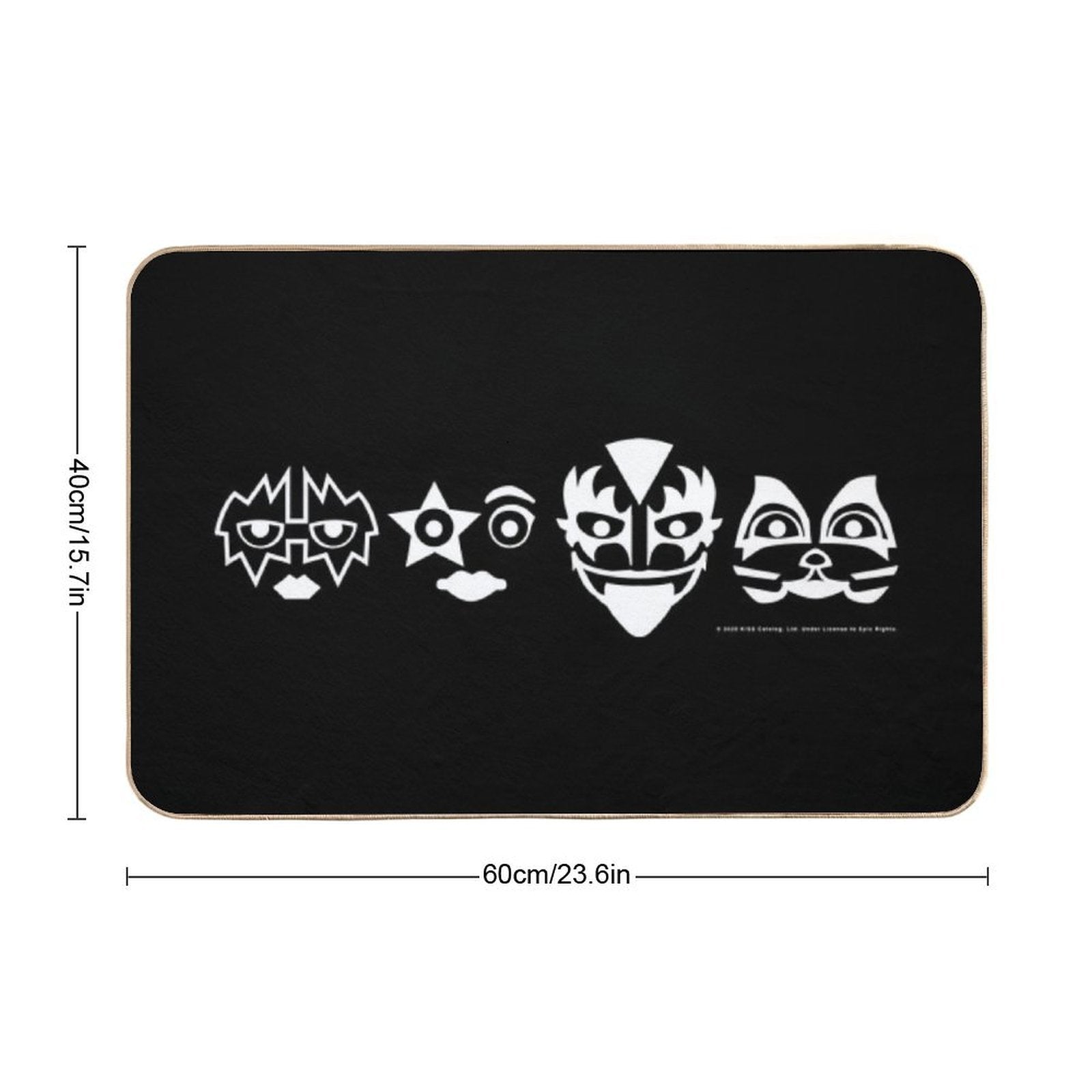 Kiss (Masks) White on Black  Anti-Trip Bath Mat