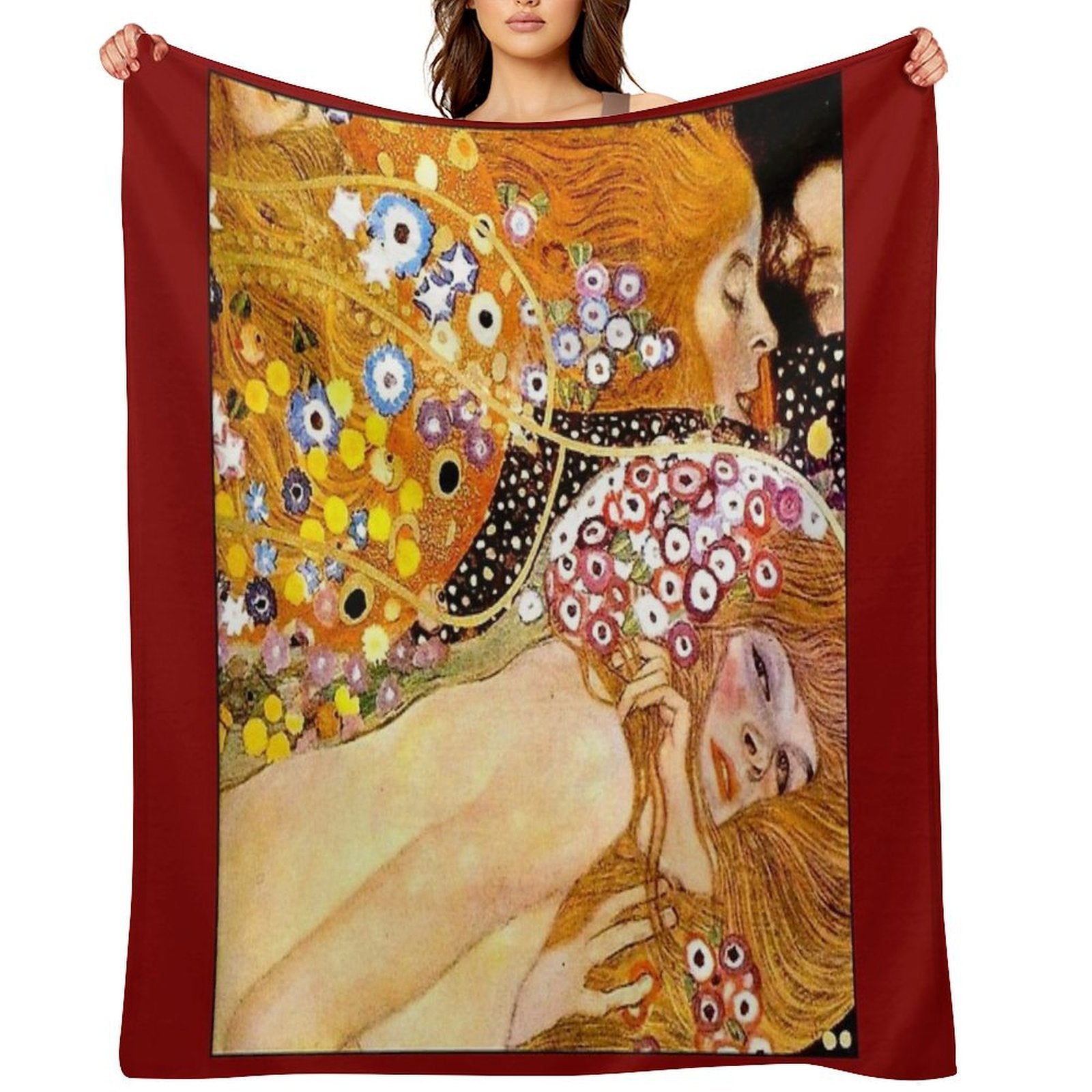 MERMAIDS  Vintage 1899 Klimt Painting Print Premium Throw Blanket