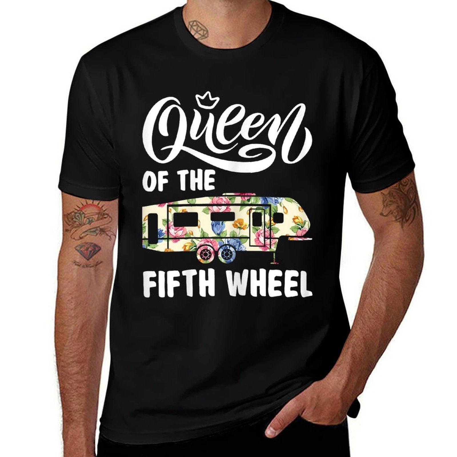 Queen Of The Fifth Wheel Funny Parking Camper Women  Heathered Texture T-Shirt