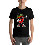 Funny Dabbing Strawberry Summer Fruit Lover  Summer-ready Fabric T-Shirt